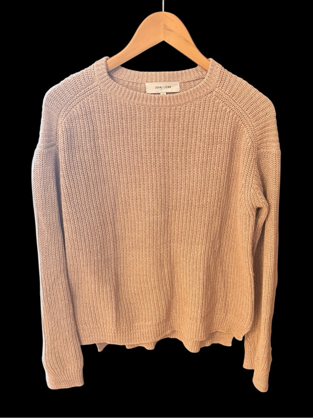 Anthropologie John + Jenn blush ribbed crew sweater, 100% cotton, size small